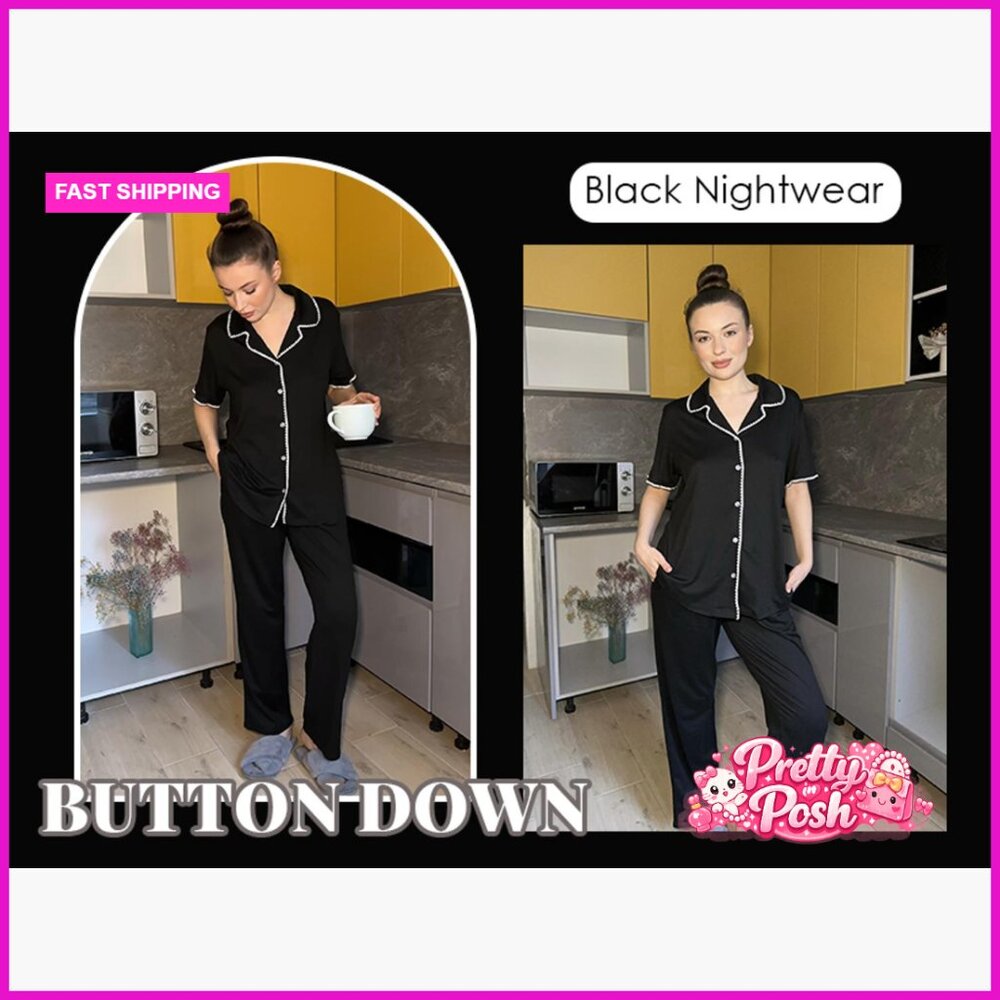 Button Down Pajama Set With Pockets, 95% Polyeste… - image 7